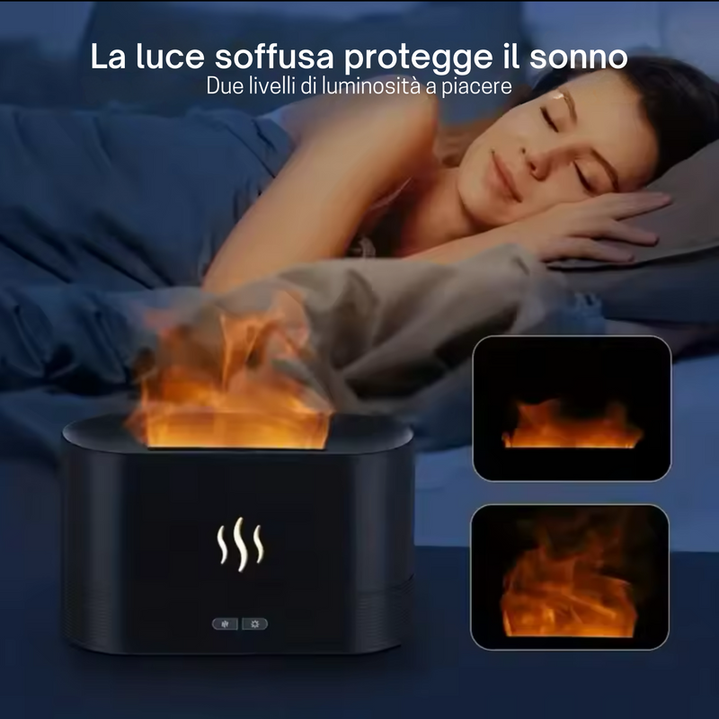 Serene Flame - Diffusore di Aromi con Effetto Fiamma e Luce Multicolore