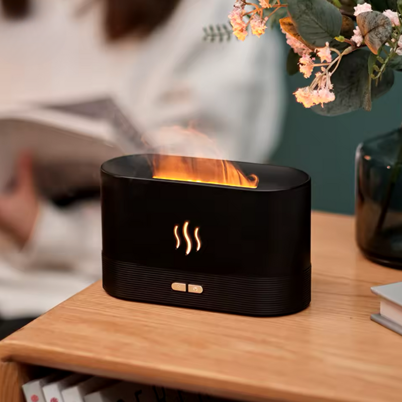 Serene Flame - Diffusore di Aromi con Effetto Fiamma e Luce Multicolore