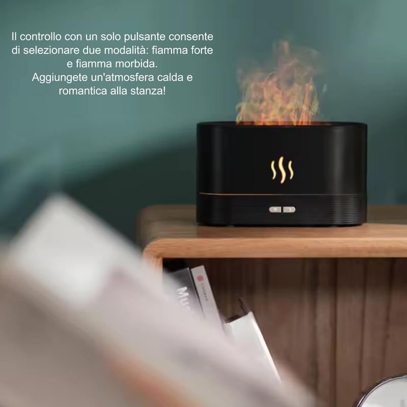 Serene Flame - Diffusore di Aromi con Effetto Fiamma e Luce Multicolore