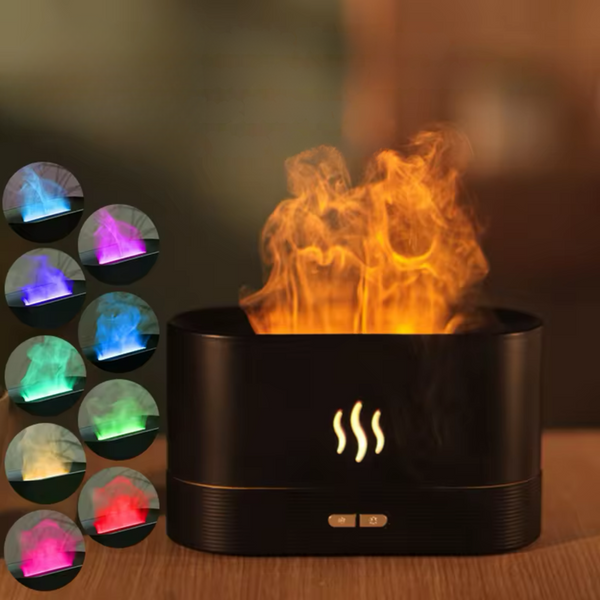 Serene Flame - Diffusore di Aromi con Effetto Fiamma e Luce Multicolore